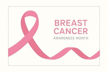 Pink ribbon symbolizing breast cancer awareness month and support