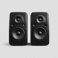 Fototapeta premium Two black rectangular speakers, front view