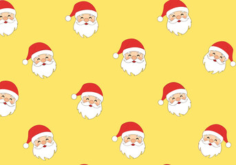 Fototapeta premium Festive santa claus faces pattern cheerful holiday characters repeating design