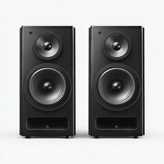 Fototapeta premium Black speaker pair, front view