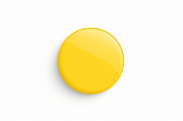 Yellow round badge mockup, isolated, white background, branding