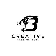 Lion Head B Logo - Bold & Powerful Vector Image