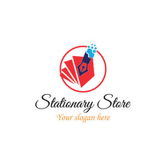 stationary shop logo design vector