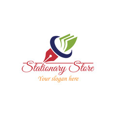 stationary shop logo design vector