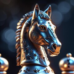 Golden Knight Chess Piece – American Stars & Stripes Design