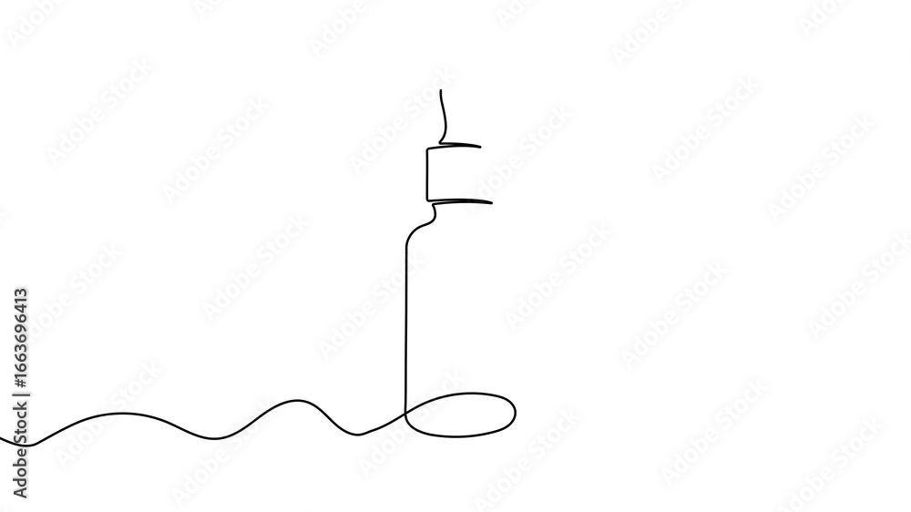 Poster animation of a single line drawing of a bottle. continuous contour movement of a bottle. continuous 