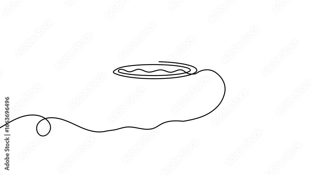 Poster animation of a single line drawing of a cup. continuous contour movement of a cup. continuous video 
