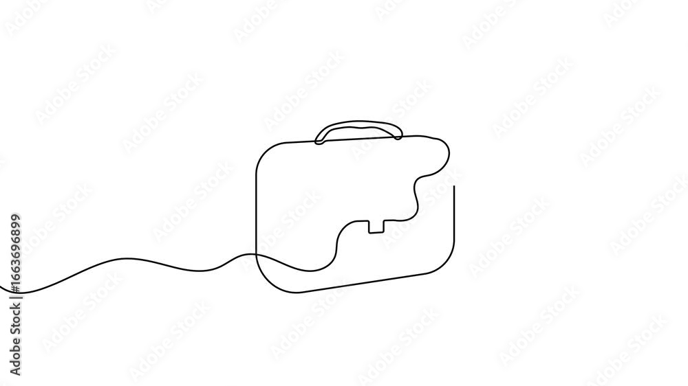 Aufkleber animation of a single line drawing of a medical bag. continuous contour movement of a medical bag. c