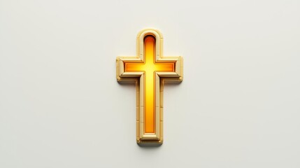 Obraz premium An elegant gold cross symbolizing faith and spirituality against a clean background.