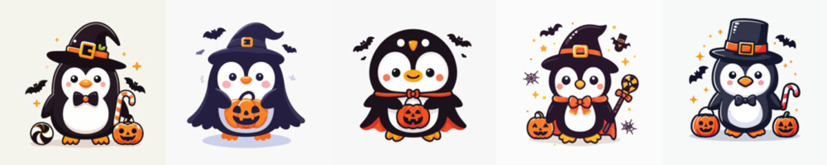 penguin vector in Halloween costume
