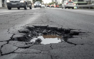 pothole in the middle of the street