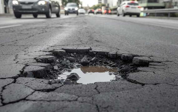 pothole in the middle of the street