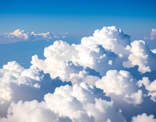 Naklejka premium Fluffy cloudscape viewed from above