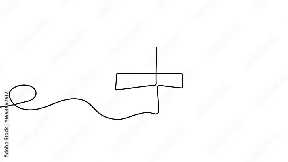 Poster animation of a single line drawing of a medical cross. continuous contour movement of a medical cros