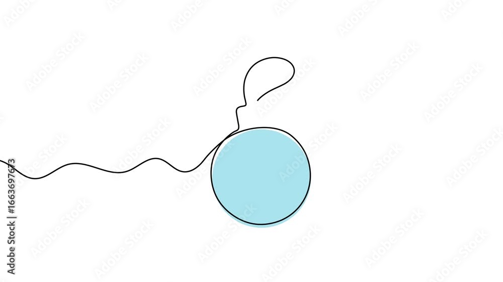 Poster animation of a single line drawing of a christmas bauble. continuous contour movement of a christmas