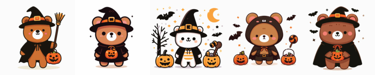 bear vector in Halloween costume