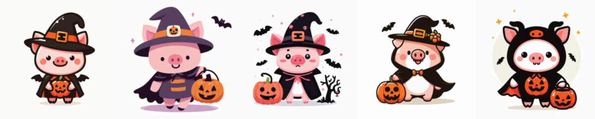 pig vector in Halloween costume