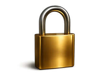 Fototapeta premium Golden padlock with glossy finish symbolizing security, privacy, data protection, trust, access control, safety, encryption, digital defense and restricted access concept.