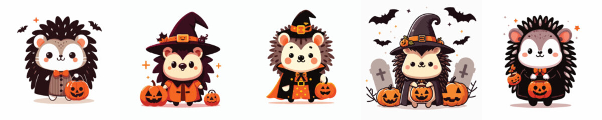 hedgehog vector in Halloween costume