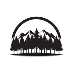 Obraz premium trees group vector silhouette clip art logo design illustration