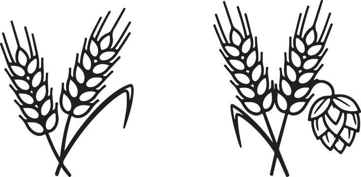 Wheat and Hops for Brewing or Bakery