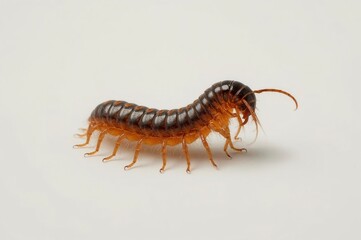 Centipede crawling studio white background insect
