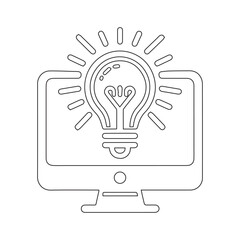 Fototapeta premium Desktop Monitor with Lightbulb Icon