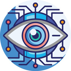 AI-Powered Insight – Stylized Eye with Tech Circuitry