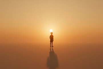Child sunset silhouette hope desert solitude