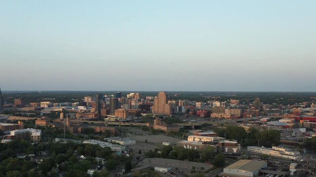 grand rapids michigan sunset aerial shot