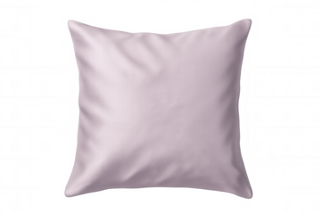 Soft pink pillow lying on transparent surface, embodying comfort and adding warmth to minimalist bedroom styling