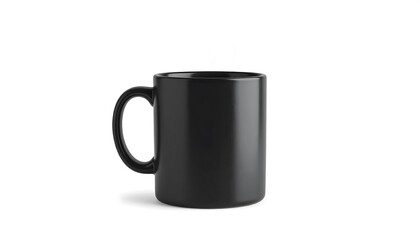 A black mug on a white background