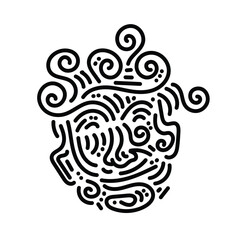 Smiling face doodle drawing for sticker, mural, and any design idea.