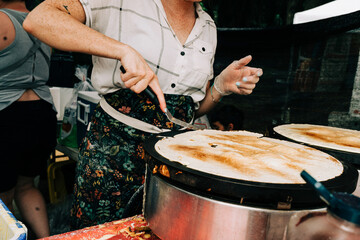 Street Vendor Making Crepes