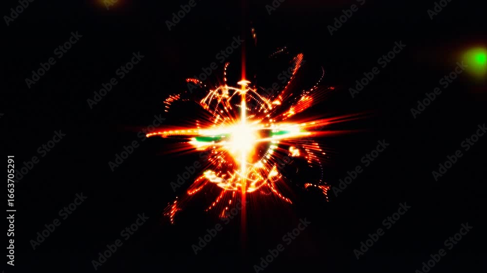 Poster dynamic particle light sfere formations captivate with vivid red colors and energetic motion in an a