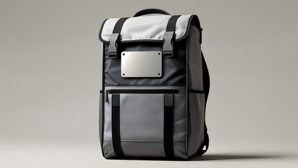 Delivery Backpack (Courier Bag) Standing Upright with Logo Placeholder, Flat Minimal Vector Illustration, Clean Takeaway or Courier Design