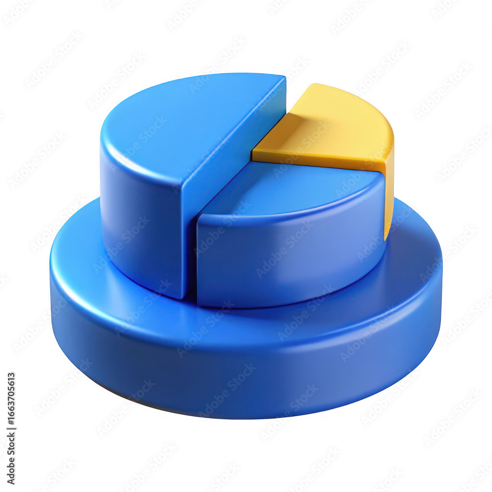Poster 3d exploded pie chart for business analytics and data visualization transparent background