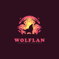 colorful gradient color wolf animal vector logo