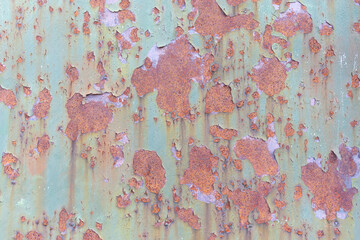 Peeled pain and Rusty metal texture background. Aged surface