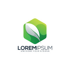 green leaf vector logo gradient color full color
