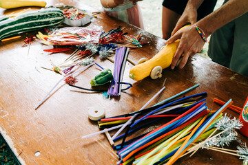 Kids Crafting Zucchini Cars