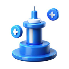 3d blue medical syringe with plus symbol icons pharmaceutical health care transparent background
