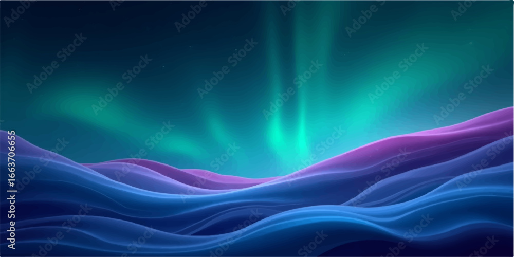 Poster abstract background with colorful light waves and flowing curved lines creates a futuristic design c