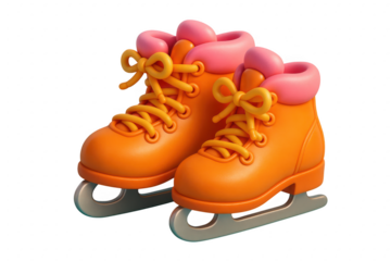 Orange ice skates winter equipment fun isolated illustration on transparent background