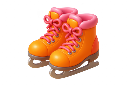 Orange ice skates on black background isolated illustration on transparent background