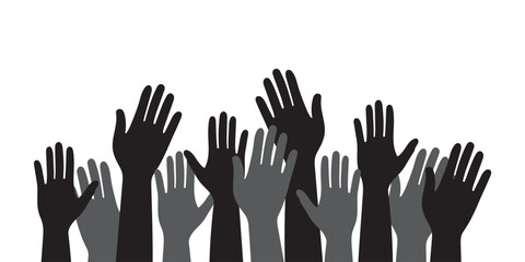 Raised Hands of a Crowd. Participation and Unity