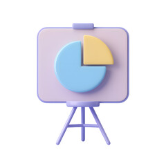 3D Rendered Pie Chart on Easel Business Data Analysis and Financial Performance Visualization with Pastel Colors