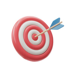 3D Target with Arrow in Bulls Eye on Black Background Symbolizing Success and Achievement in Goals and Strategy