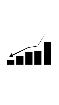 Animated down graph icon, Bar graph fall down with arrow moving animation. Stock Market Decline, Bar Graphs Falling chart.