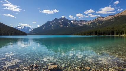 Vibrant serene and breathtaking digital landscape with glowing aurora sky